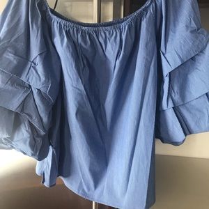Zara Off Shoulders Blue/White Stripe top
